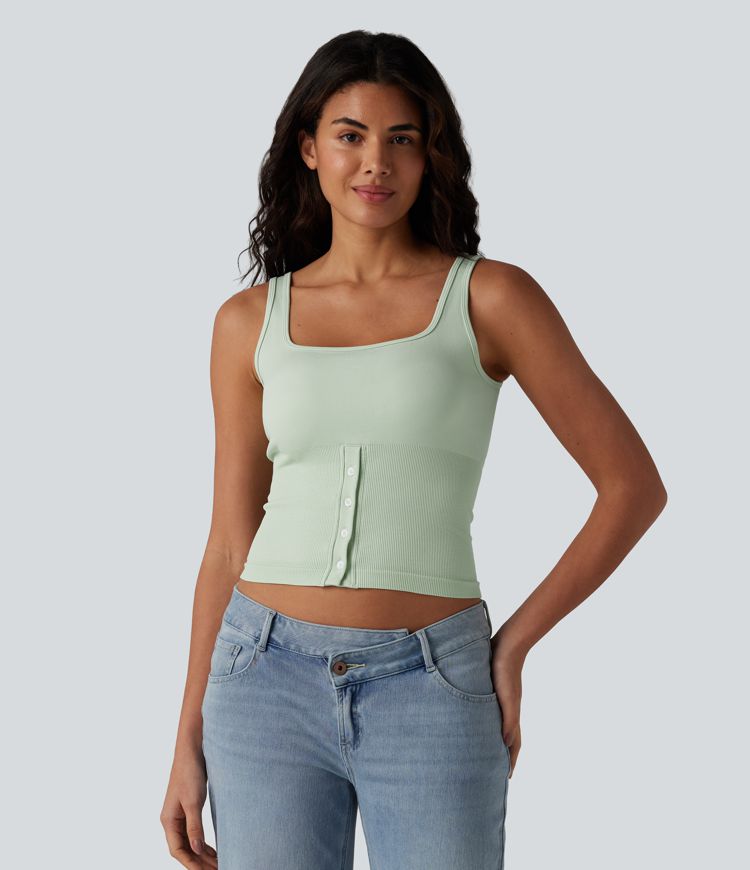 Débardeur décontracté à col carré