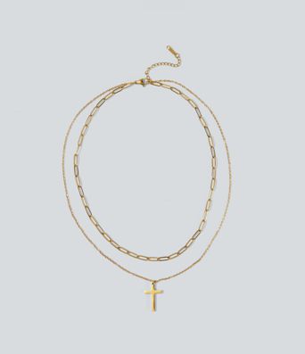 Collier croix en acier inoxydable