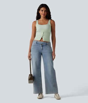 Débardeur décontracté à col carré