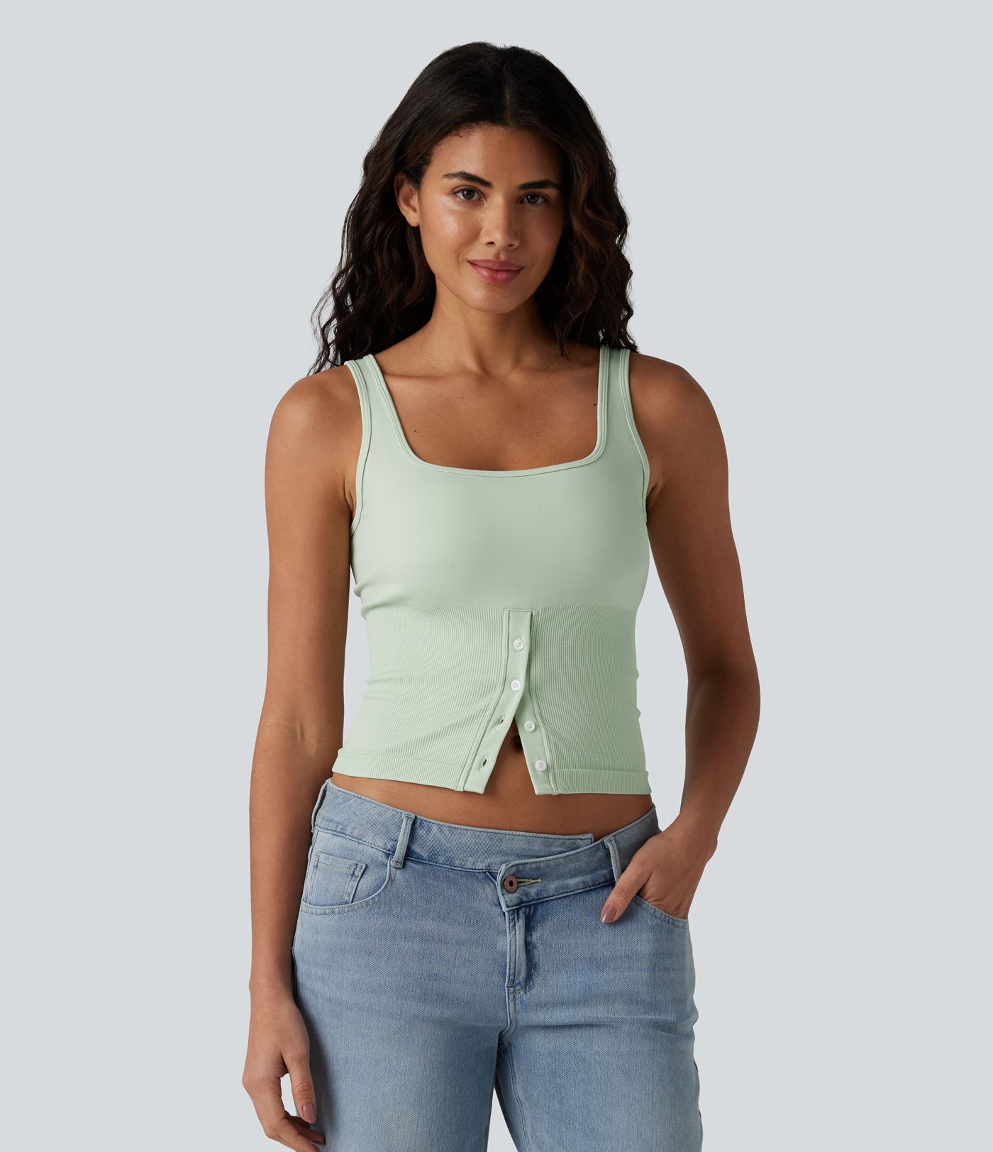 Débardeur décontracté à col carré