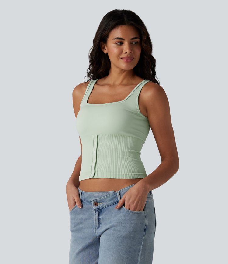 Débardeur décontracté à col carré