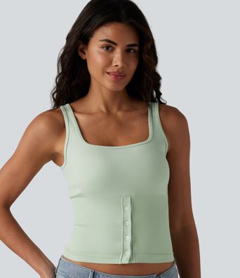 Débardeur décontracté à col carré