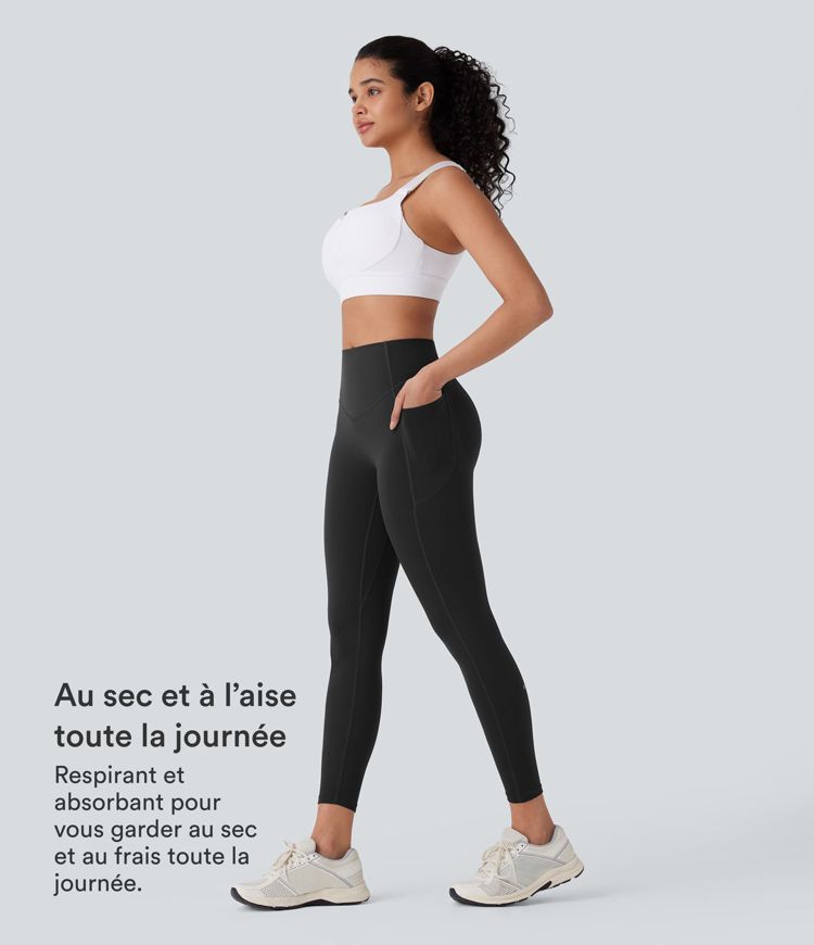 Legging de yoga gainant galbant taille haute avec fronces et poches Halara UltraSculpt™