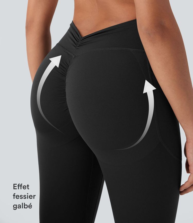 Legging de yoga gainant galbant taille haute avec fronces et poches Halara UltraSculpt™