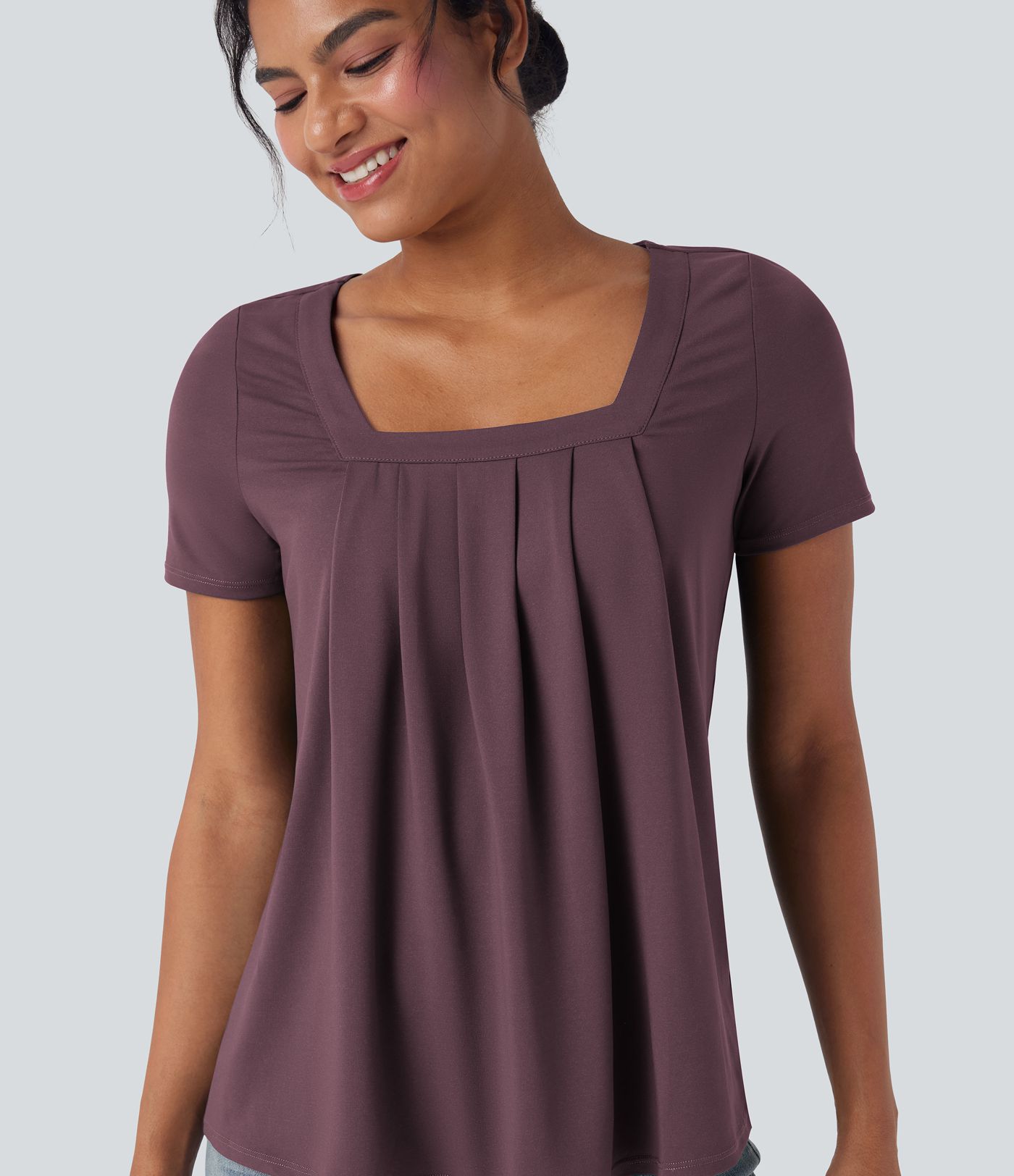 Square Neck Short Sleeve Casual Top