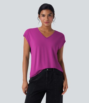 V Neck Short Sleeve Casual T-Shirt