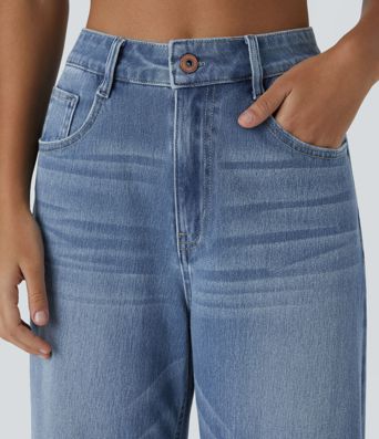 Halara Flex™ Jean Larges Taille Haute Ourlet Roulotté Multiples Poches