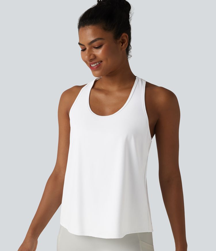 SoftlyZero™ Airy Racerback Contrast Lace Cool Touch Workout Tank Top-UPF50+