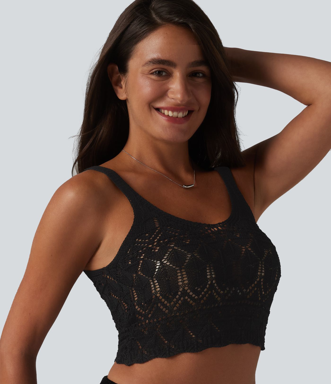 Open Knit Cropped Sweater Tank Top Open Knit Cropped Sweater Tank Top