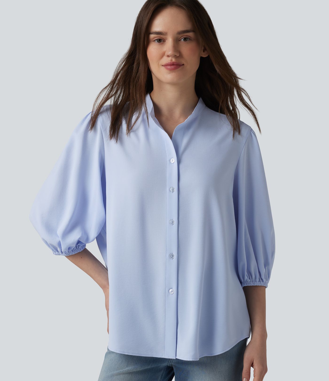 3/4 Puff Sleeve Casual Shirt