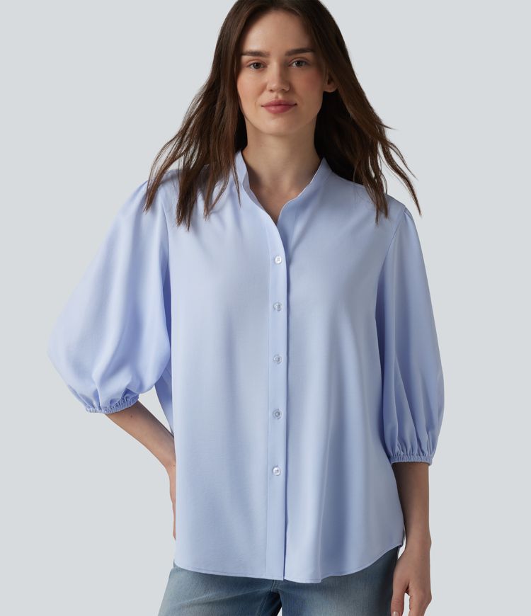 3/4 Puff Sleeve Casual Shirt