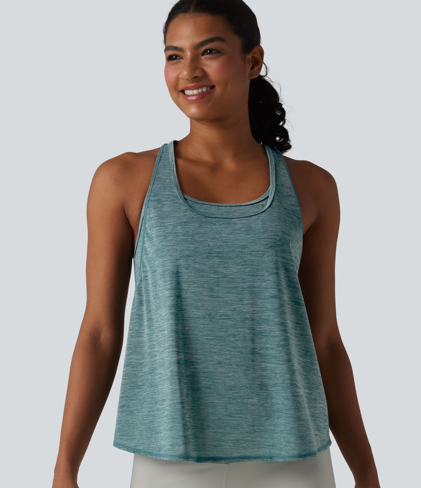 U Neck Built-in Bra Racerback Workout Tank Top