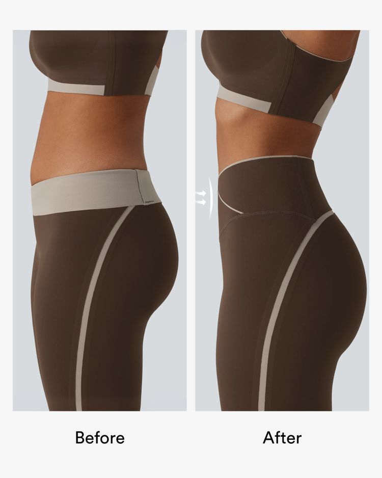 High Waisted Crossover Tummy Control Color Block Hiking Leggings with Pocket