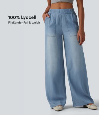 Lässige Jeans aus Lyocell mit mittelhohem Bund und mehreren Taschen