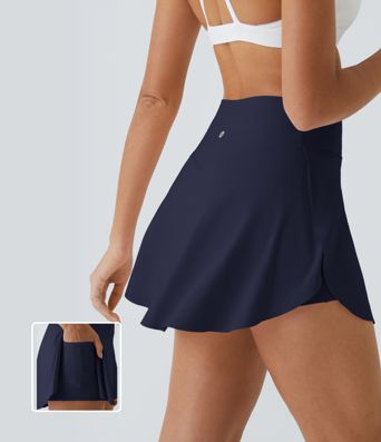 Softlyzero™ Airy Crossover Side Pocket 2-in-1  Tennis Skirt-Lucid-Longer Length-UPF50+