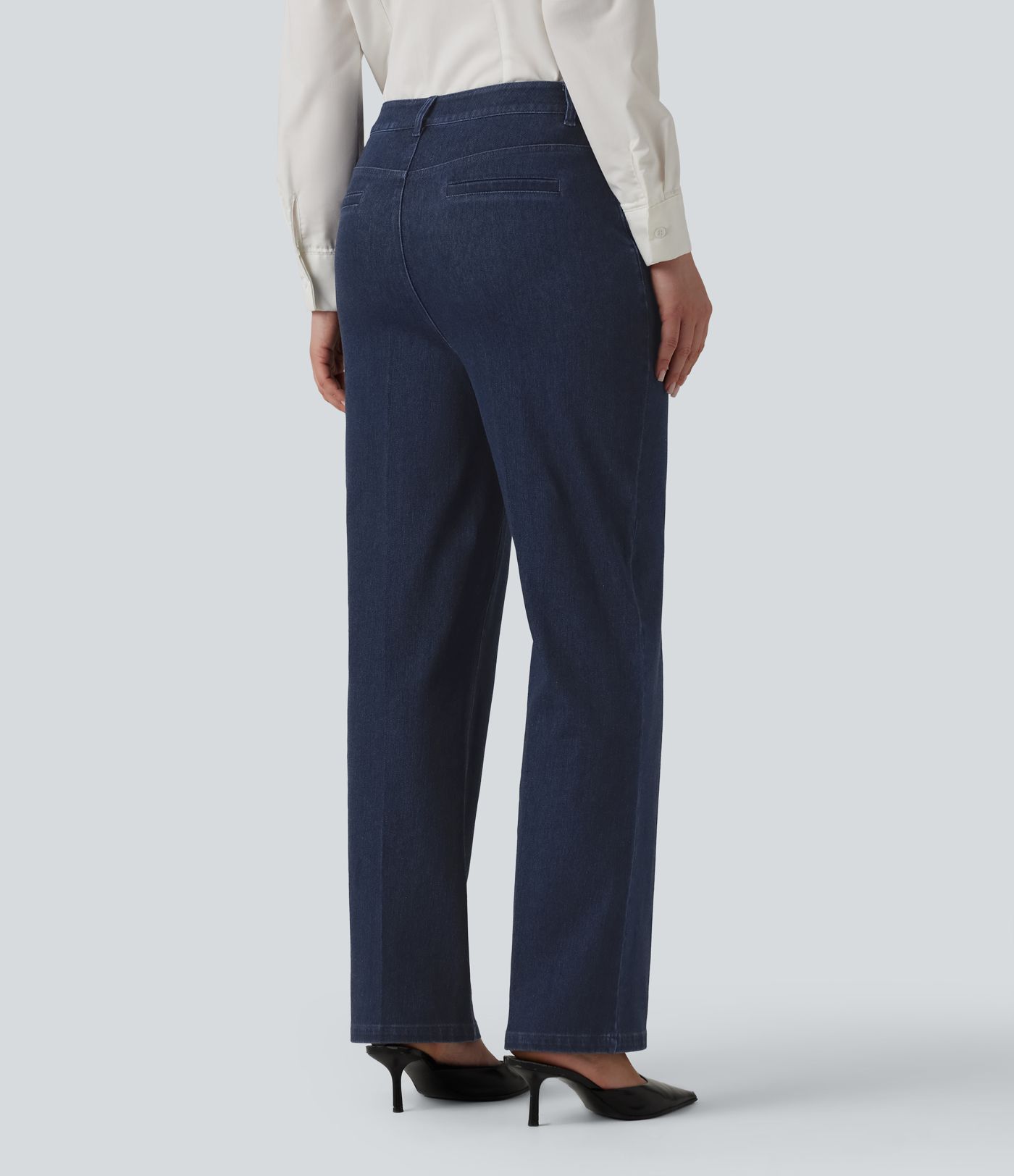 Halara Flex™ High Waisted Straight Leg Work Jeans with Pockets Halara Flex™ High Waisted Straight Leg Work Jeans with Pockets