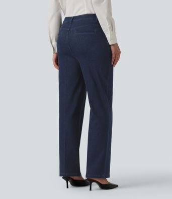 Halara Flex™ High Waisted Straight Leg Work Jeans with Pockets Halara Flex™ High Waisted Straight Leg Work Jeans with Pockets