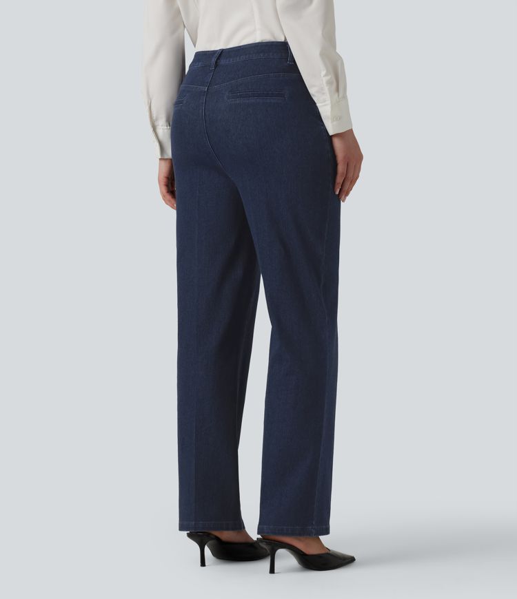 Halara Flex™ High Waisted Straight Leg Work Jeans with Pockets Halara Flex™ High Waisted Straight Leg Work Jeans with Pockets