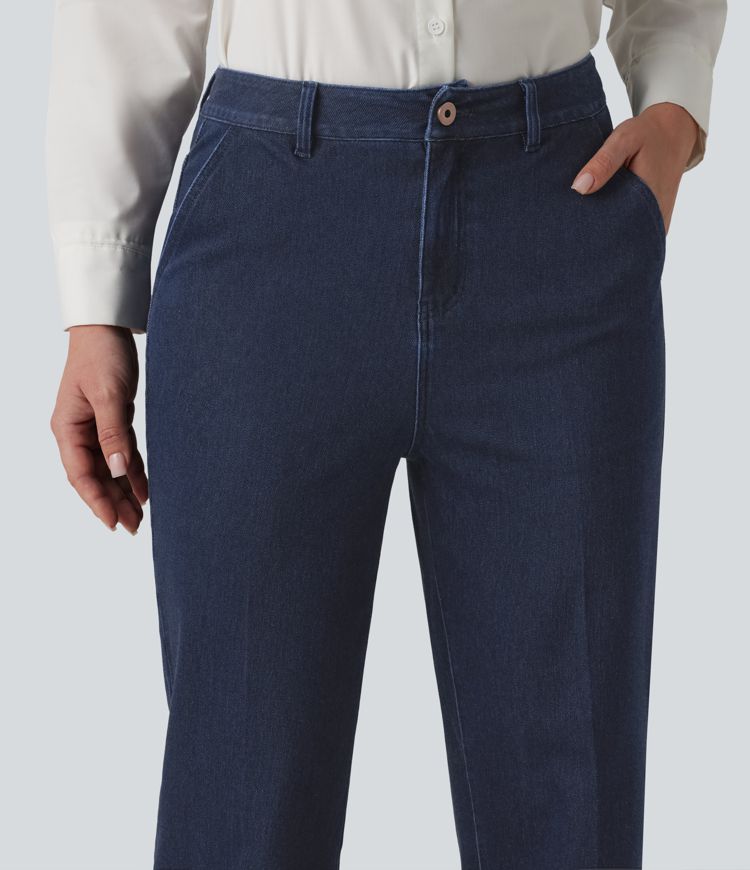 Halara Flex™ High Waisted Straight Leg Work Jeans with Pockets Halara Flex™ High Waisted Straight Leg Work Jeans with Pockets
