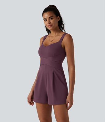 Combinaison décontractée à col en V avec soutien-gorge intégré et poches - Édition Easy Peasy