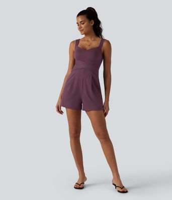 Combinaison décontractée à col en V avec soutien-gorge intégré et poches - Édition Easy Peasy