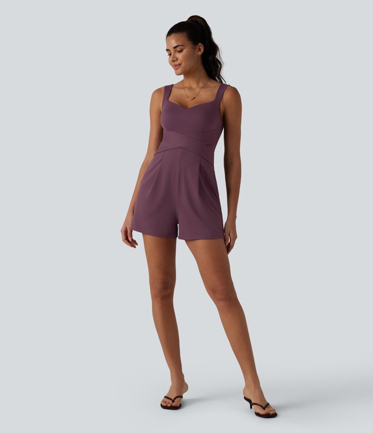 Combinaison décontractée à col en V avec soutien-gorge intégré et poches - Édition Easy Peasy