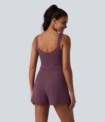 Combinaison décontractée à col en V avec soutien-gorge intégré et poches - Édition Easy Peasy