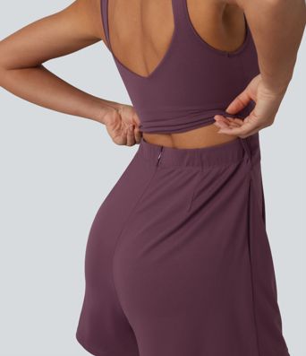 Combinaison décontractée à col en V avec soutien-gorge intégré et poches - Édition Easy Peasy