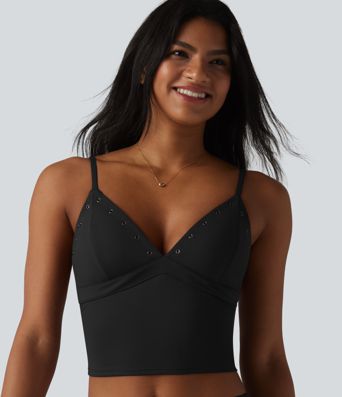 SoftlyZero™ Airy Adjustable Straps Eyelet Built-in Bra Cropped InstantCool Casual Tank Top SoftlyZero™ Airy Adjustable Straps Eyelet Built-in Bra Cropped InstantCool Casual Tank Top