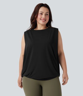 Plus Size Round Neck Cool Touch Yoga Tank Top-UPF50+