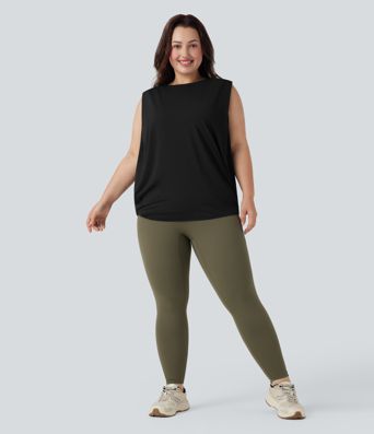 Plus Size Round Neck Cool Touch Yoga Tank Top-UPF50+
