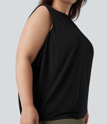 Plus Size Round Neck Cool Touch Yoga Tank Top-UPF50+