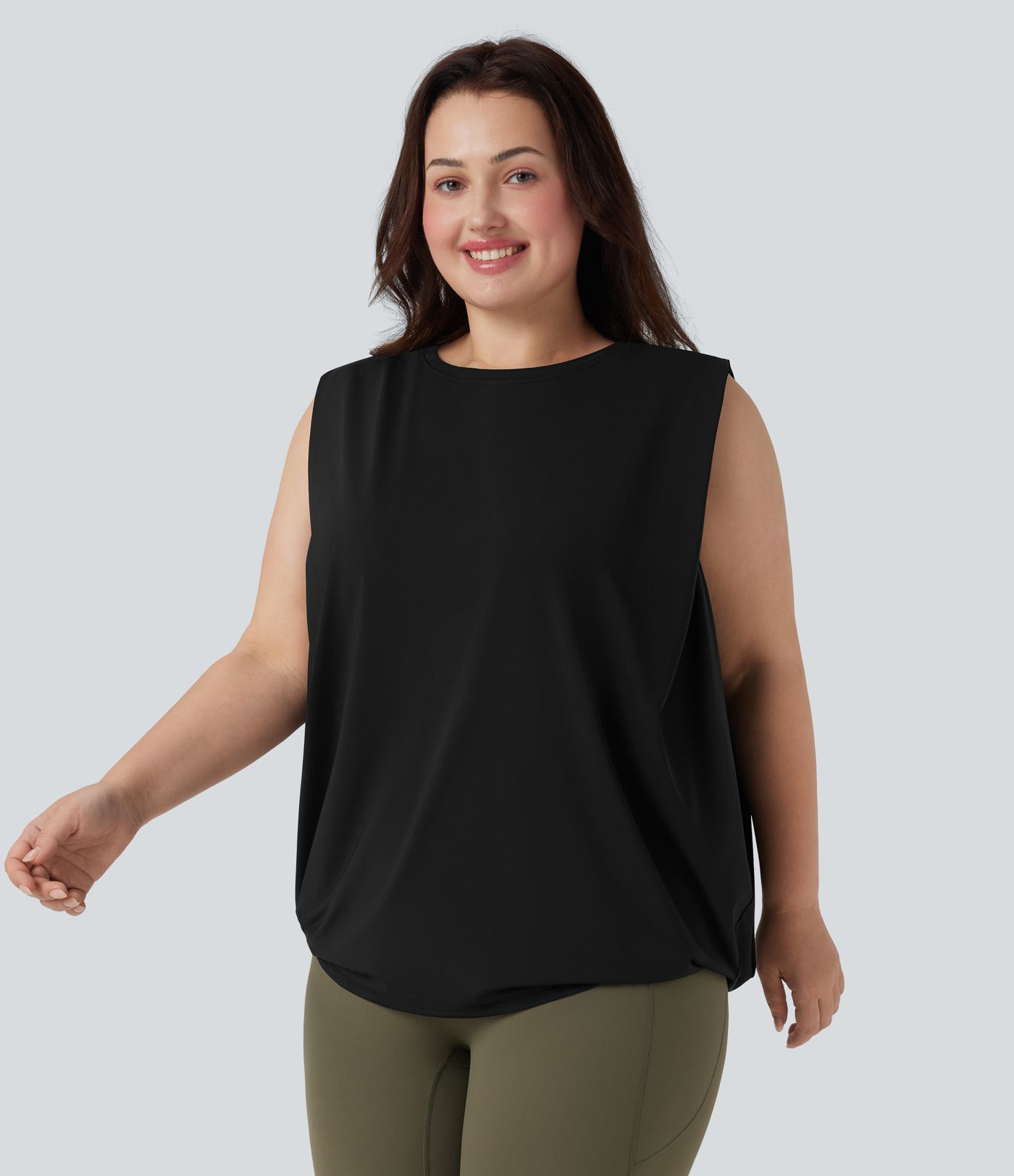 Plus Size Round Neck Cool Touch Yoga Tank Top-UPF50+