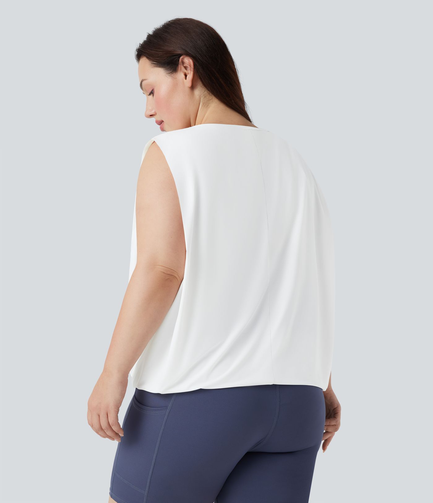 Plus Size Crew Neck Cool Touch Yoga Tank Top-UPF50+