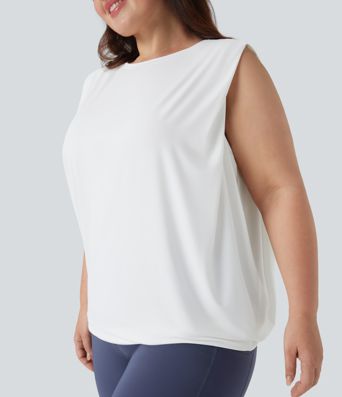 Plus Size Crew Neck Cool Touch Yoga Tank Top-UPF50+