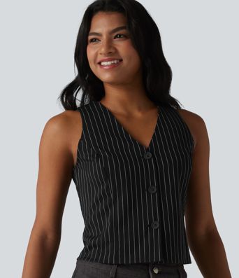 V Neck Stripe Cool Touch Work Vest