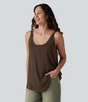 Lässiges Tanktop mit U-Ausschnitt und integriertem BH - loose fit