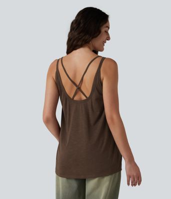 Lässiges Tanktop mit U-Ausschnitt und integriertem BH - loose fit