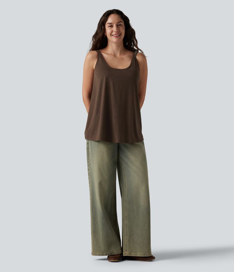 Lässiges Tanktop mit U-Ausschnitt und integriertem BH - loose fit