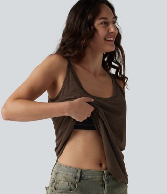 Lässiges Tanktop mit U-Ausschnitt und integriertem BH - loose fit