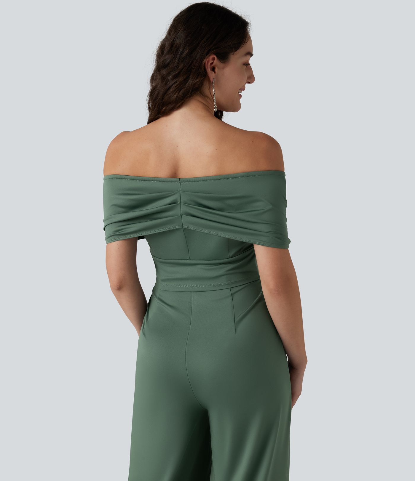 Off Shoulder Short Sleeve Built-in Bra Casual Jumpsuit with Pockets-Easy Peezy Edition Off Shoulder Short Sleeve Built-in Bra Casual Jumpsuit with Pockets-Easy Peezy Edition