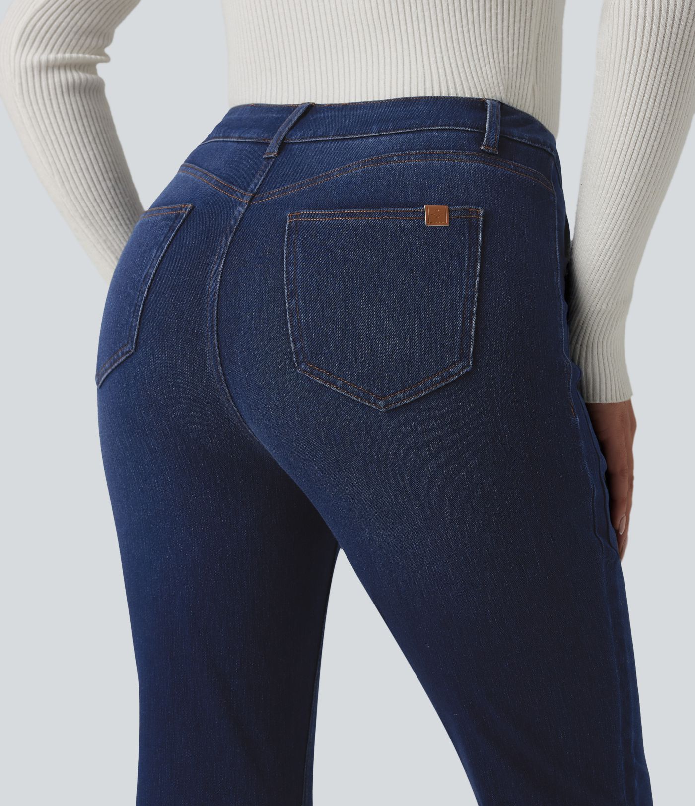 Halara Flex™ Mid Rise Decorative Buttons Casual Bootcut Jeans with Pockets