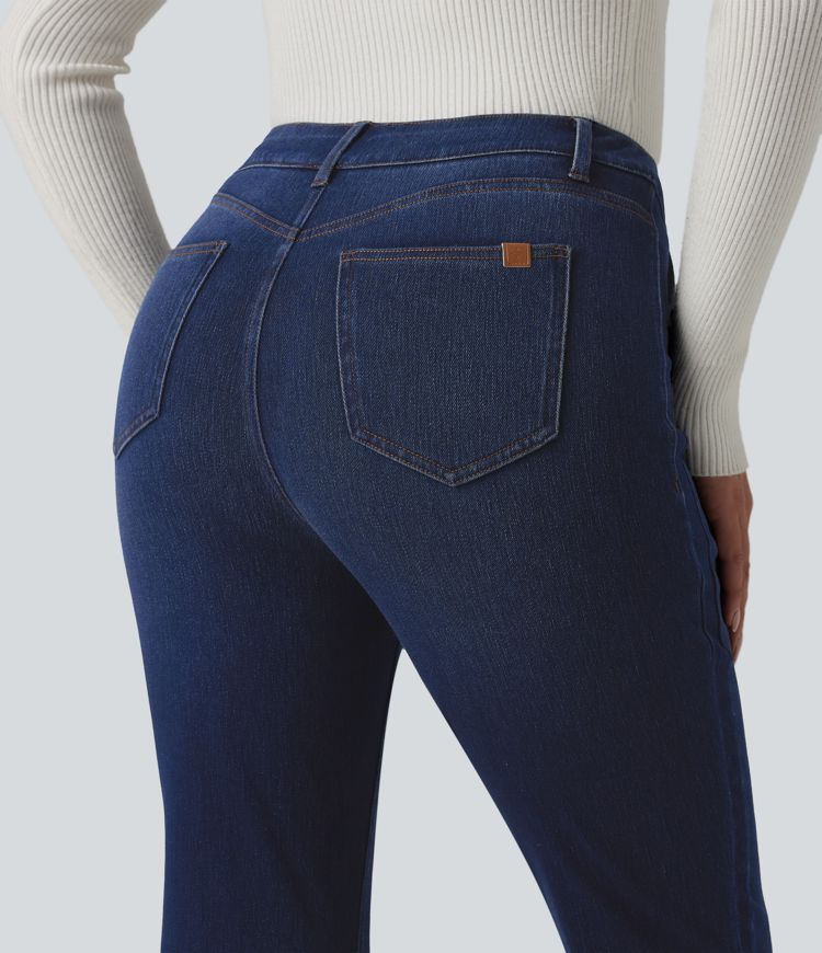 Halara Flex™ Mid Rise Decorative Buttons Casual Bootcut Jeans with Pockets