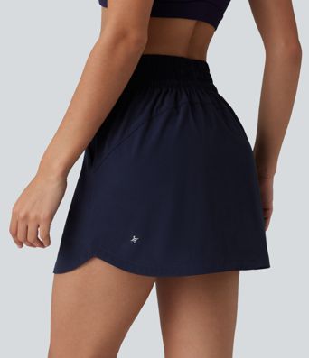 2-in-1 Wander-Minirock mit hohem Bund, mehreren Taschen und abgerundetem Saum