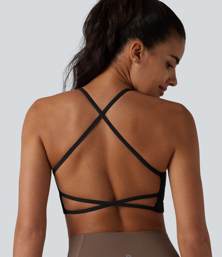 Ribbed Knit Low Support Crisscross Backless Built-in Bra Yoga Sports Bra Ribbed Knit Low Support Crisscross Backless Built-in Bra Yoga Sports Bra