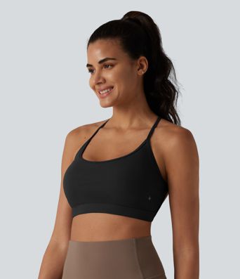 Ribbed Knit Low Support Crisscross Backless Built-in Bra Yoga Sports Bra Ribbed Knit Low Support Crisscross Backless Built-in Bra Yoga Sports Bra