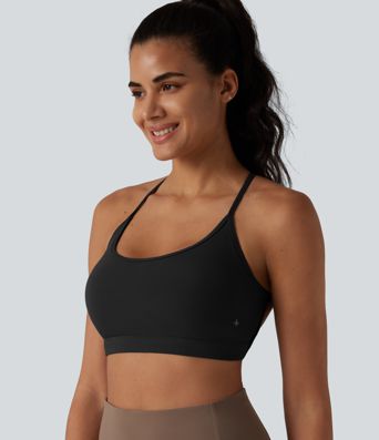 Ribbed Knit Low Support Crisscross Backless Built-in Bra Yoga Sports Bra Ribbed Knit Low Support Crisscross Backless Built-in Bra Yoga Sports Bra