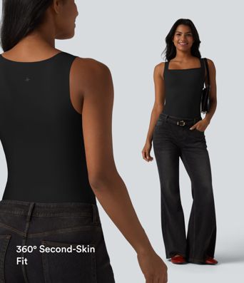 Square Neck Built-in Bra Casual Tank Top B-E Cups