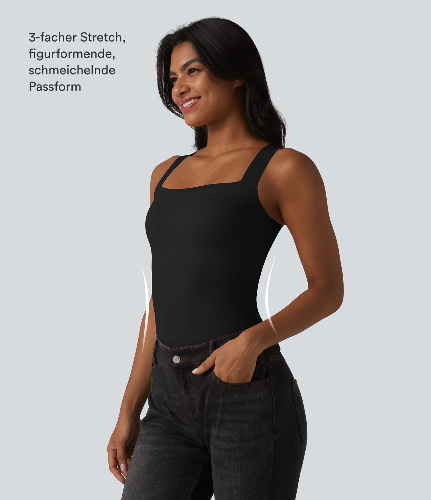 Lässiges Tanktop mit quadratischem Ausschnitt und integriertem BH - B-E Cups