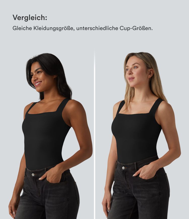 Lässiges Tanktop mit quadratischem Ausschnitt und integriertem BH - B-E Cups